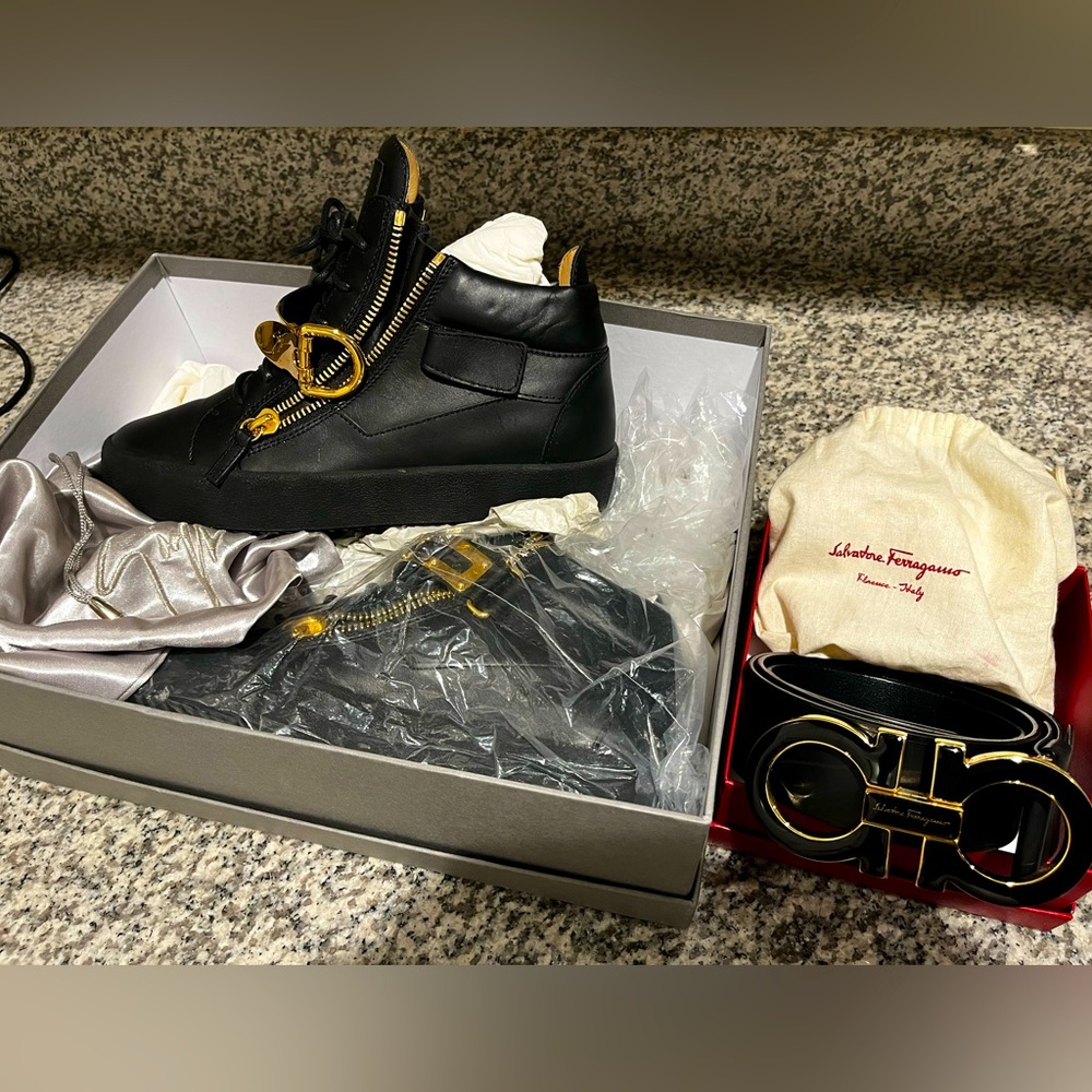 Giuseppe Zanotti Sneakers & Ferragamo Belt